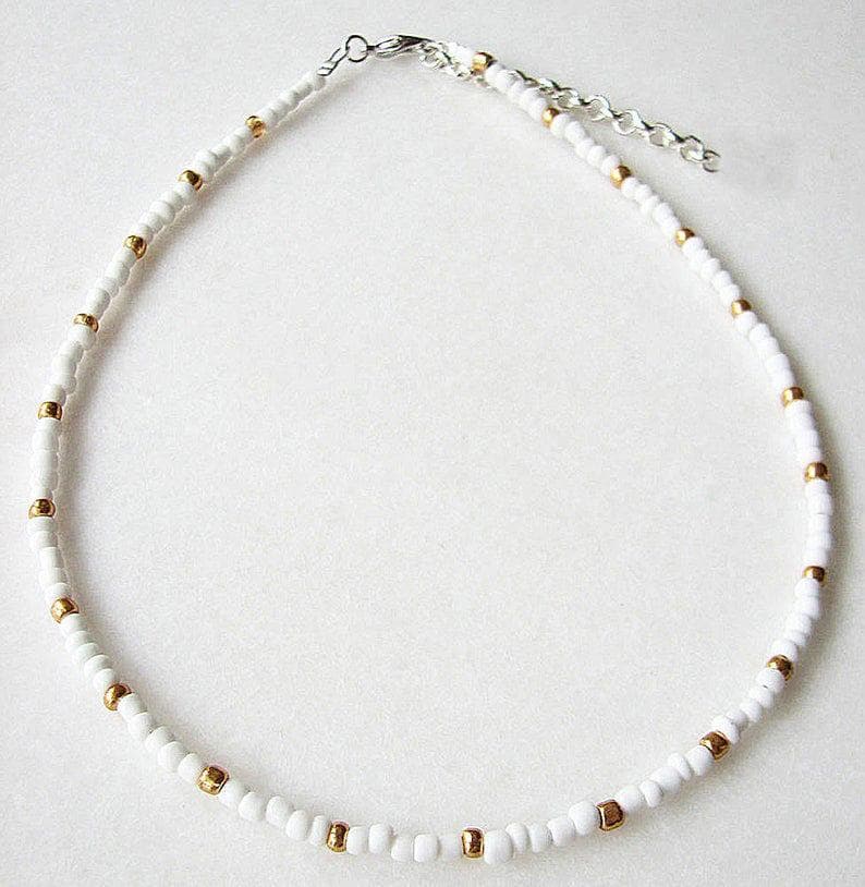 Simple Beads Strand Necklace Women String Beaded Short Choker Necklace Jewelry Chokers Necklace Gift 1pc