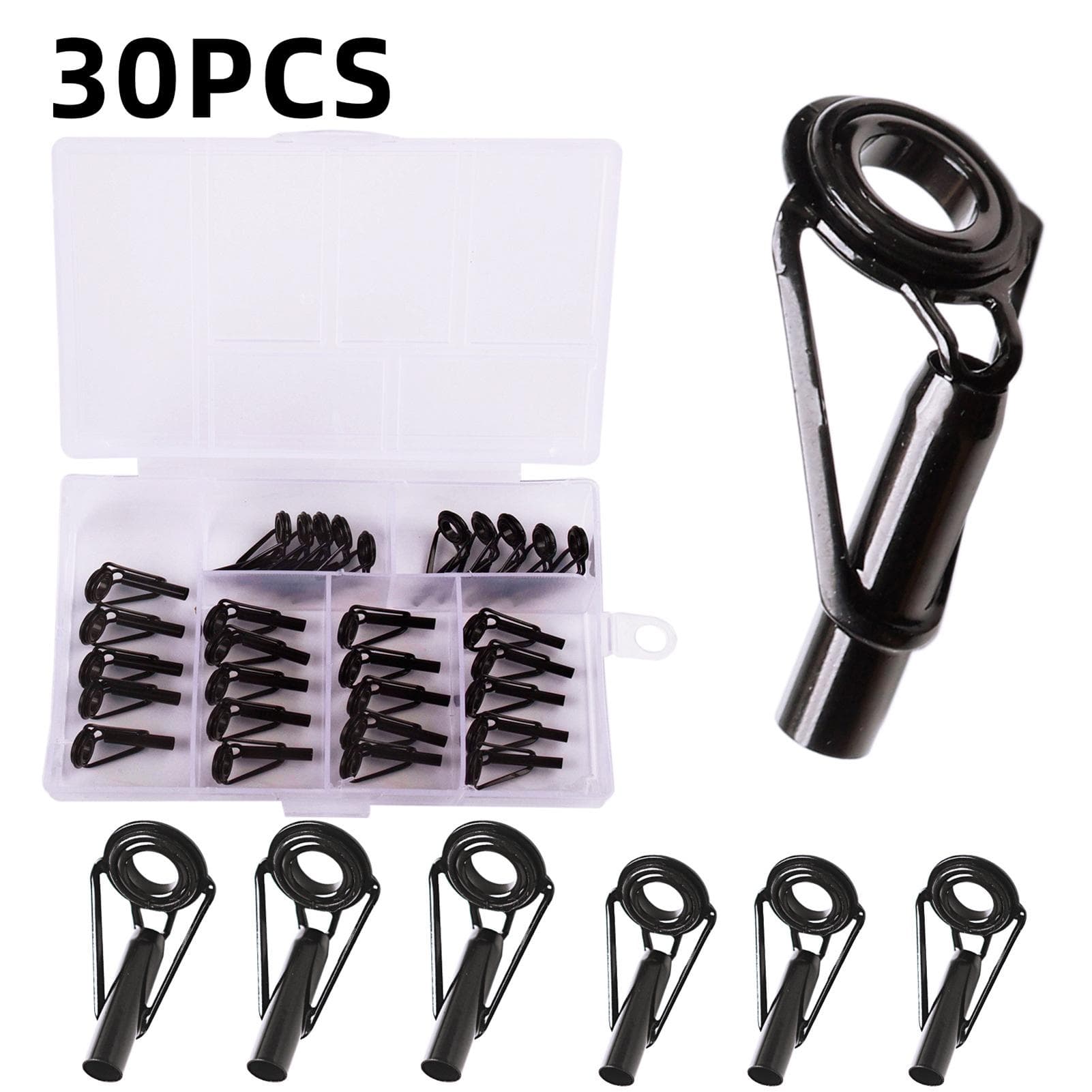 80pcs Fishing Rod Tips Stainless Steel Ceramic Ring Guide Replacement Fishing Rod Repair Kit 30pcs set