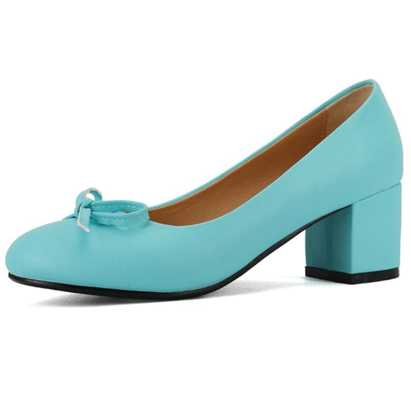 Fashion Block Medium Heels Women Pumps Shoes Spring Elegant Blue Red Pink Green Heeled Party Wedding Shoes Female Large Size 50 39