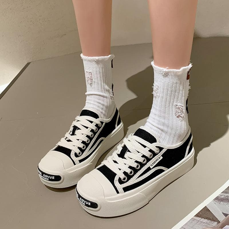 Niche Ugly Cute Canvas Shoes Women Spring Korean Version of The New Casual All-match Open Smile Student Sports Shoes Trend 40