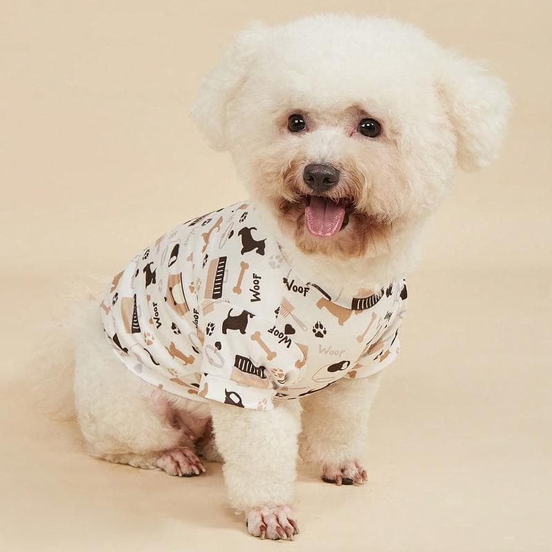 1pc Camouflage, Leopard & Maple Leaf Paw Print Starry Sky Pet Dog T-Shirt, Breathable L