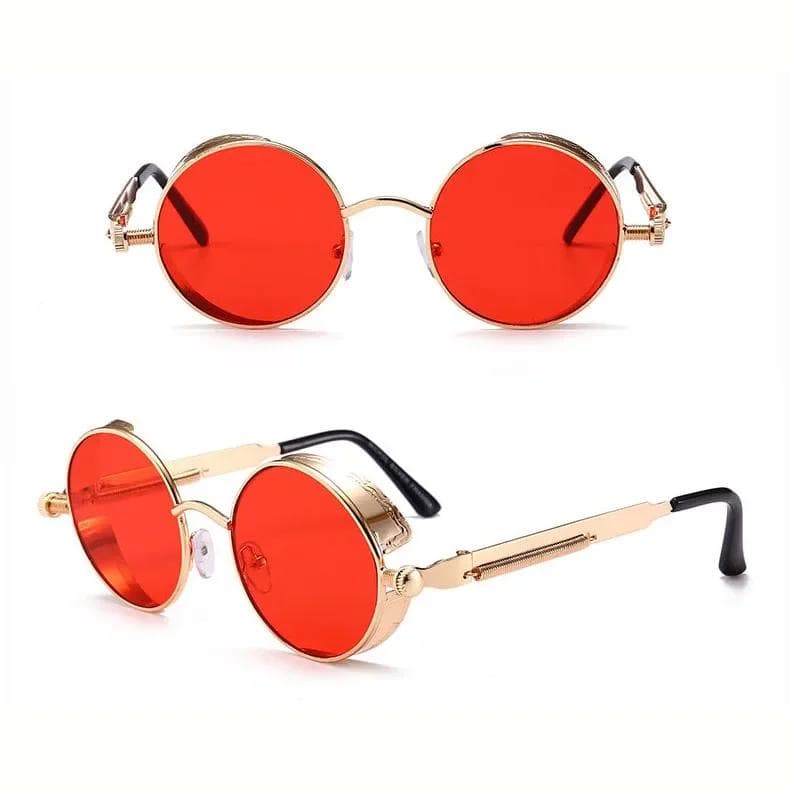 FOENIXSONG Gothic Sunglasses Men Women Punk Round 80s Retro Steampunk Mirrored UV Protection FW2518 Other