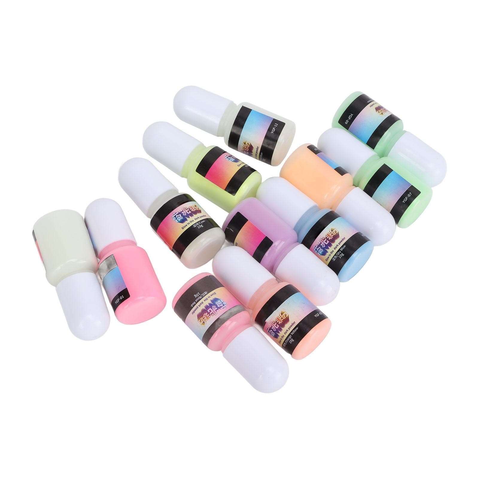 12 Pcs Glow Powder 12 Colors Crystal Glue Resin DIY Glow in The Dark Pigment Powder for Nails