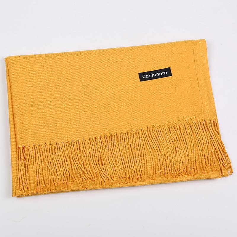 Solid Color Cashmere Scarf Women'S Autumn And Winter Explosion 220G Classic Light Board Monochrome Tassel Versatile Warm Shawl Gift 68x200cm