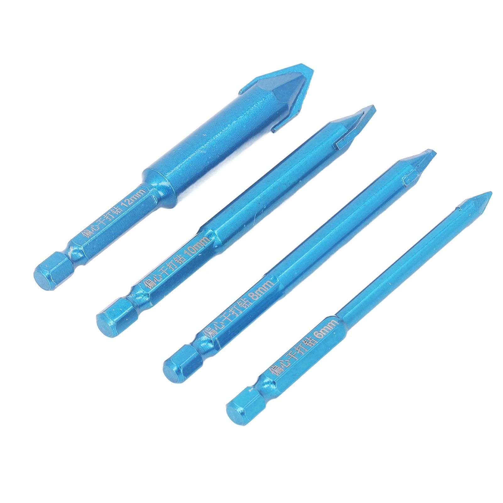 4PCS Set Masonry Drill Bit Multifunctional Blue Color Glass Drill Bit for Concrete Glass Marble