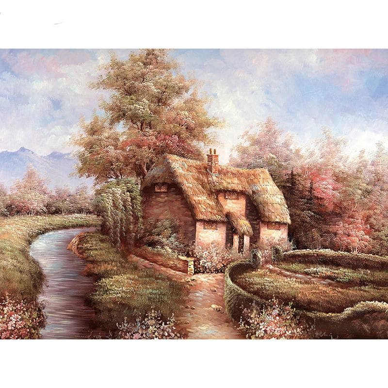 5D DIY Diamond Painting Flowers House Embroidery Mosaic Cross Stitch Rhinestone Decoration 20X30CM