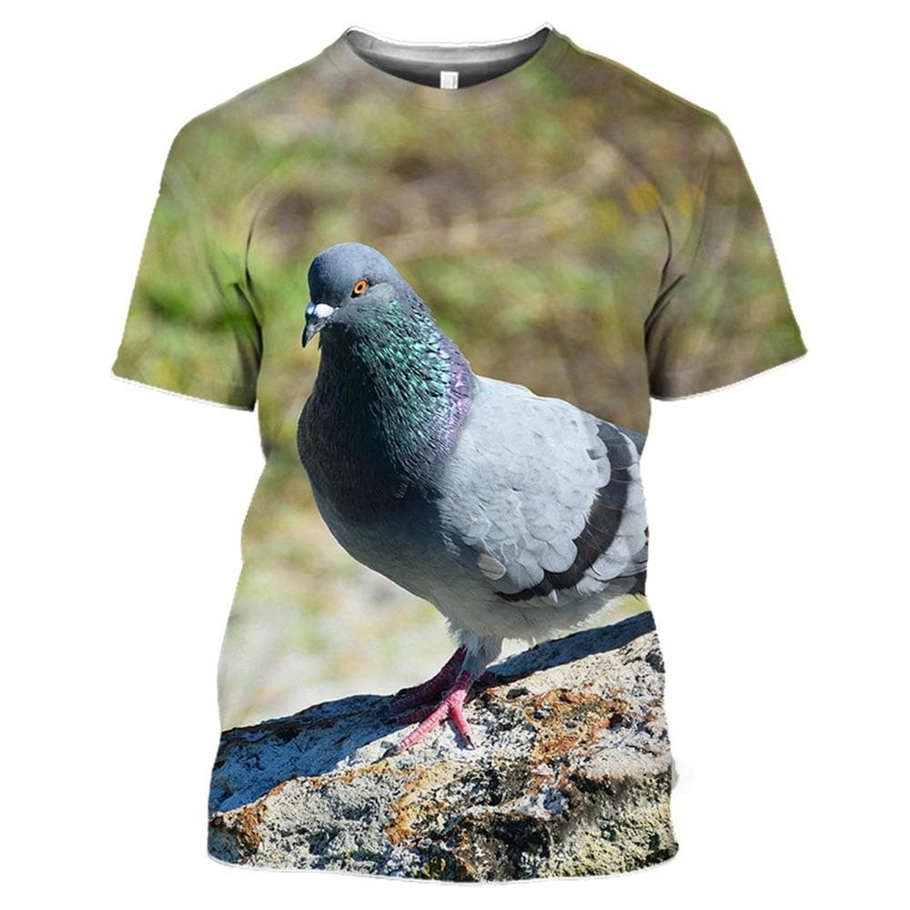 New Summer Wild Pigeon Pattern 3D Print T-Shirts Men Hip Hop O-Neck Short Sleeve Oversized Harajuku Tee Top S