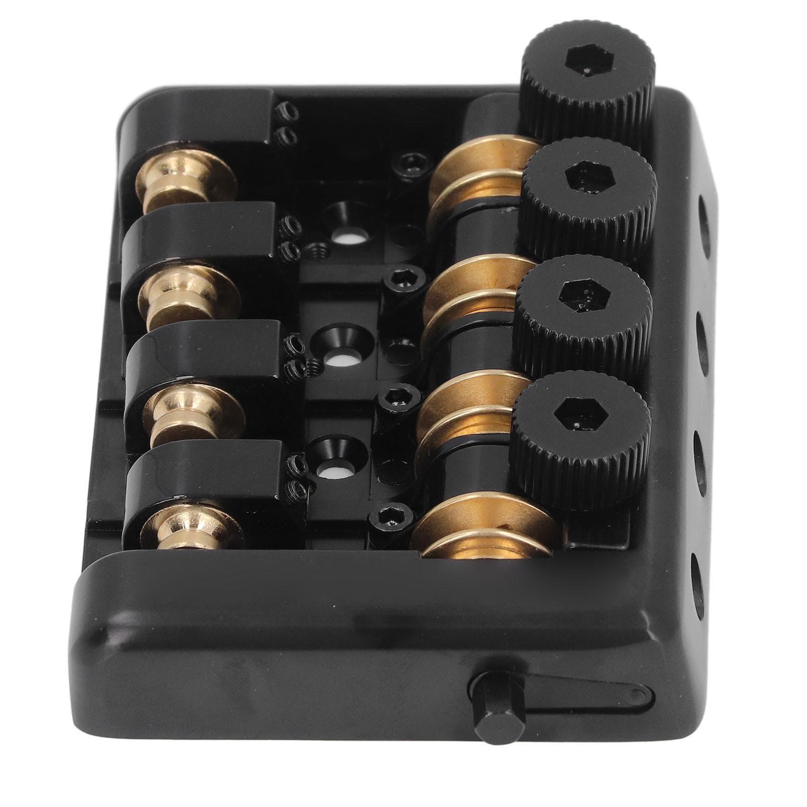 4 String Headless Electric Bass Bridge Zinc Alloy Brass Bridge Replacement with String Lock Black black