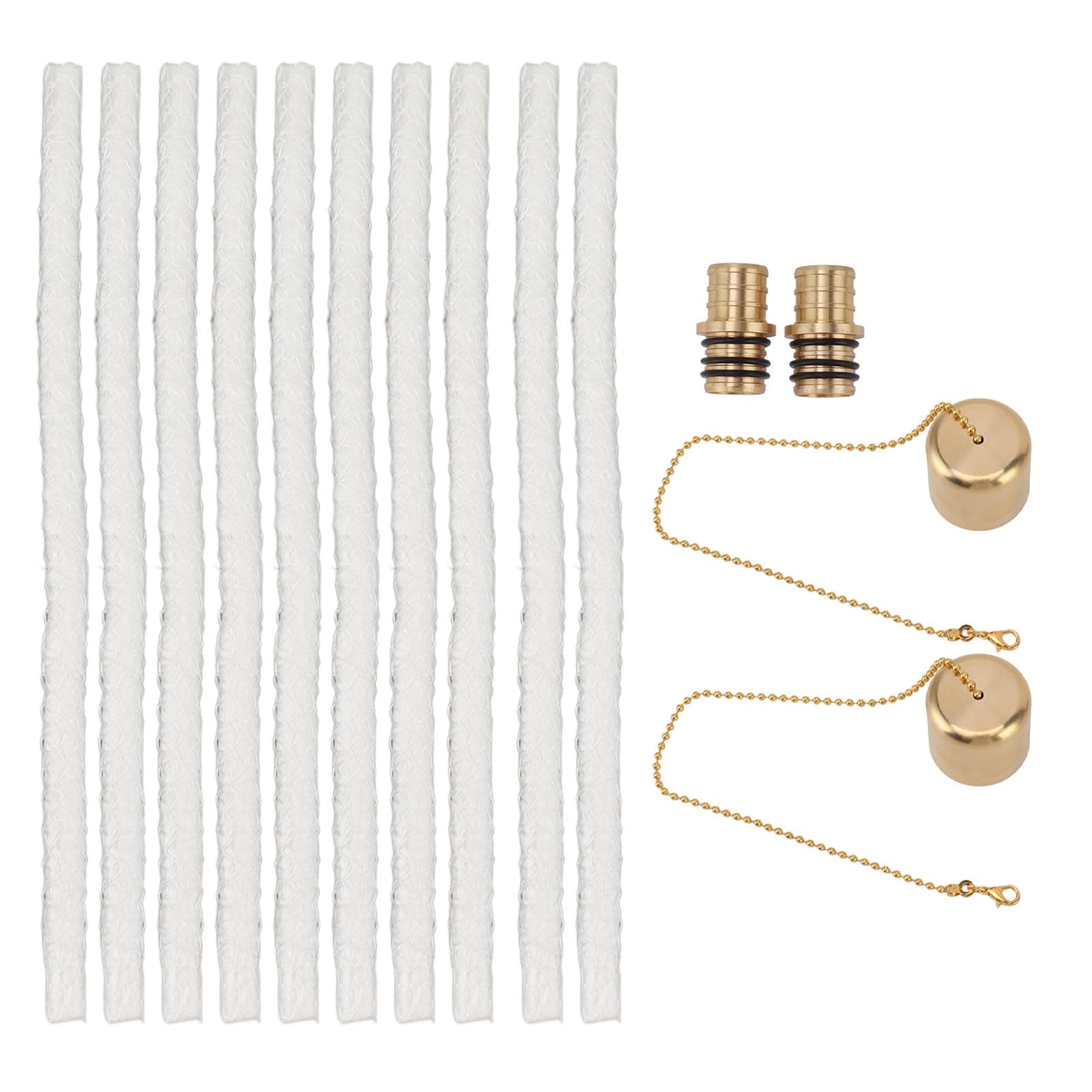 10PCS Wine Bottle Torch Wicks Kit Fiberglass Replacement Wicks with Brass Torch Wick Holders and