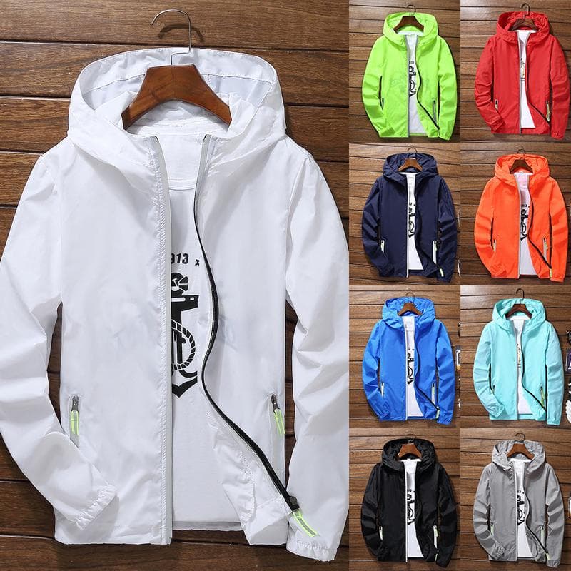Men Zipper Jacket Outwear Coat Windbreaker Casual Male Spring Autumn Bomber Jackets 7XL white