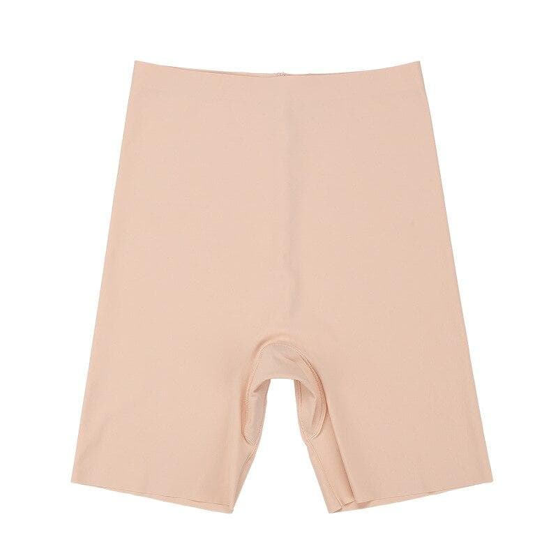 Flarixa Seamless Underwear Women's Panties High Waist Tummy Hips Safety Pants Slim Shaping Underwear Ice Silk Boxer Briefs XL beige