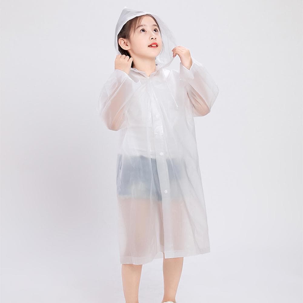 Children s Raincoat Thickened Waterproof Girls Boy Rain Coat Kids Clear Transparent Hooded Rain white