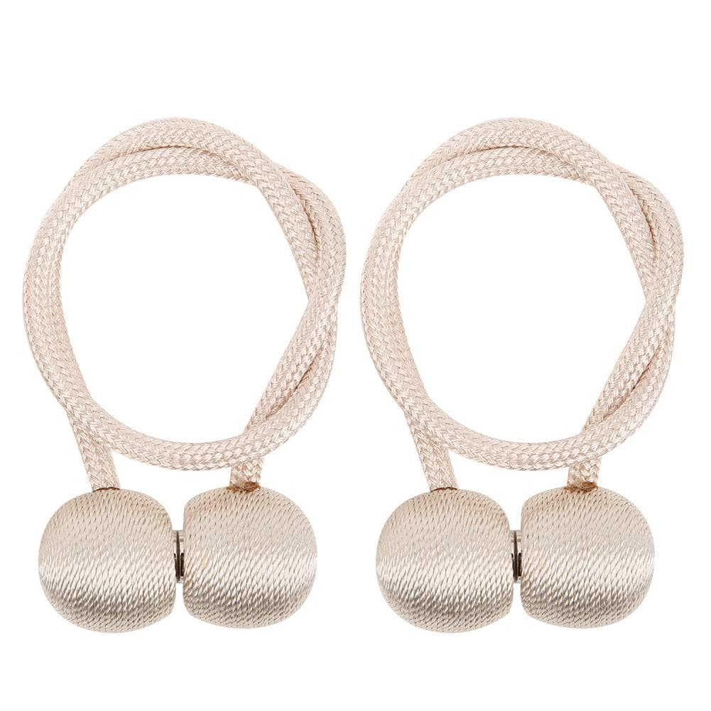 2Pcs Strong Magnetic Curtain Tiebacks Tie Backs Buckle Holder Holdbacks Window Decorative beige