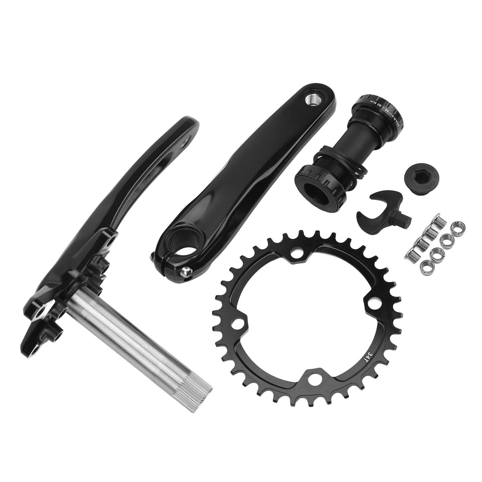 34T Bicycle Crankset Hollow 170MM Integrated Bike Crank and Chainring Set for Cycling 9 to 12 Speed