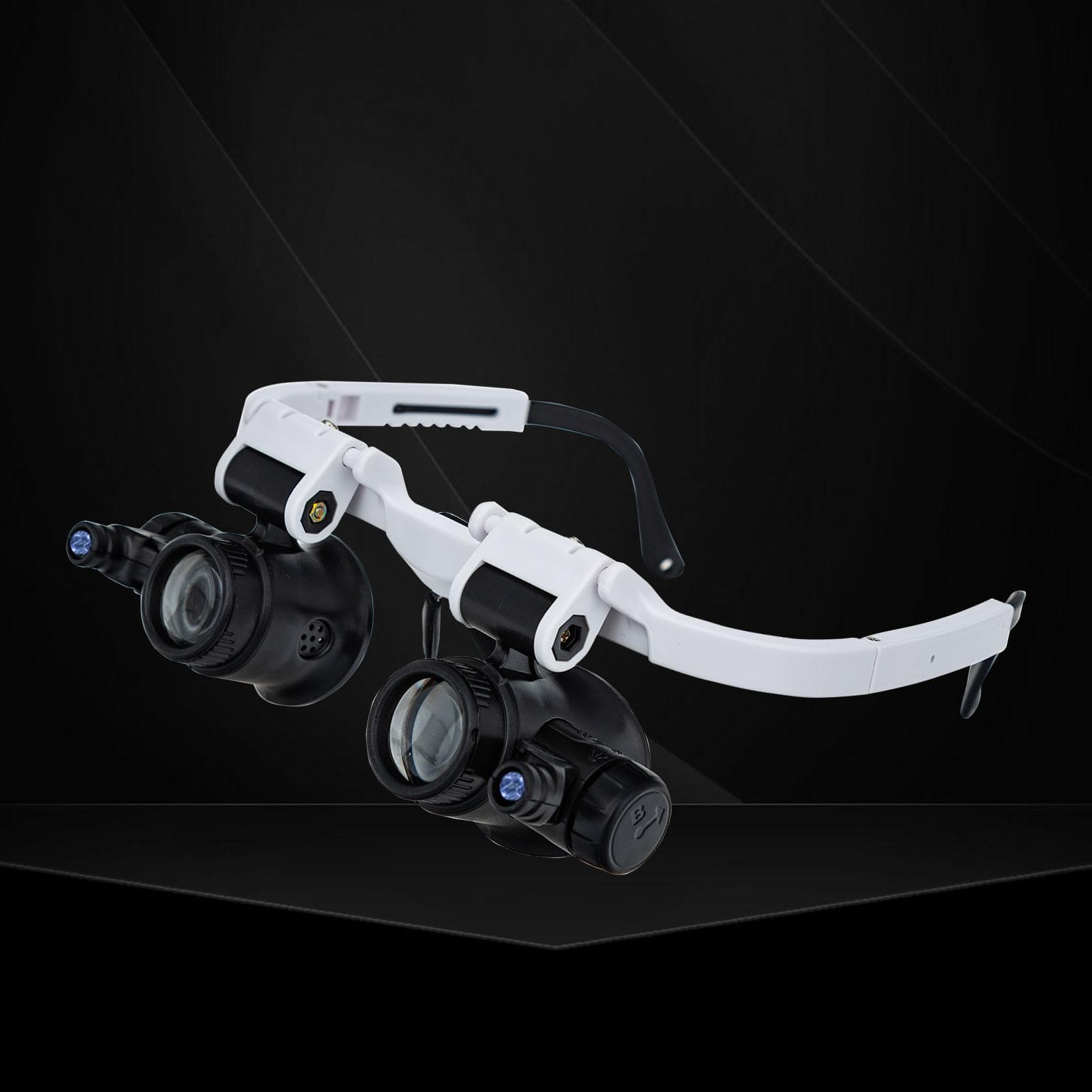 Loupe Magnifier Glasses Head Mount with LED Light Adjustable Glasses Bracket Watch Repair Magnifier One Size white