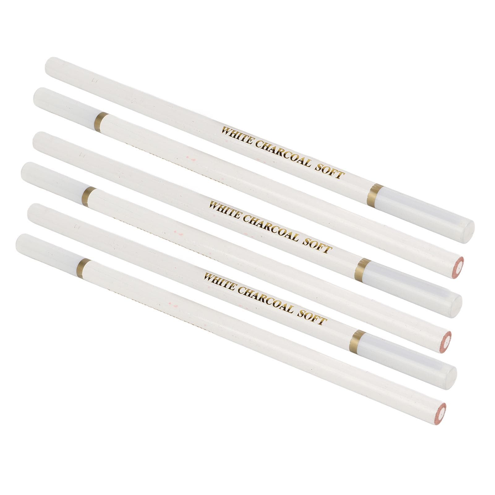 6 Pcs White Charcoal Pencil Non Toxic Environmentally Friendly Sketch Soft Medium Hard High Gloss