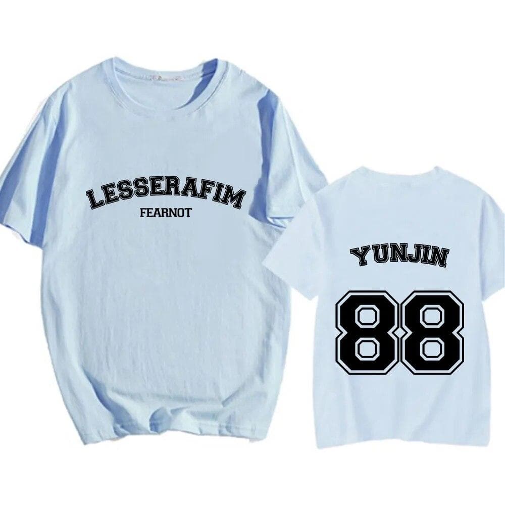 LE SSERAFIM YUNJIN 88 T-shirts for Unisex/Women Cotton Comfortable High Quality Tee-shirt Kpop Band Graphic Printing Tshirts Male 4XL