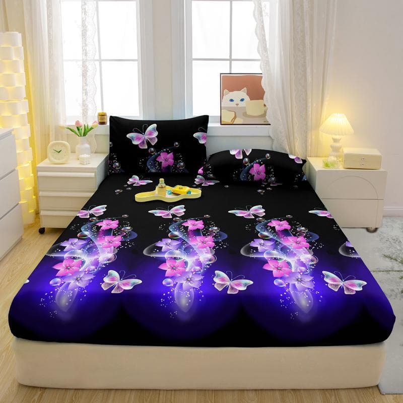 1 Simple Modern Star Printed Matte Fitted Sheet, Bedroom Printed Bed Cover, Bedding (Excluding Pillowcases) 71x132cm