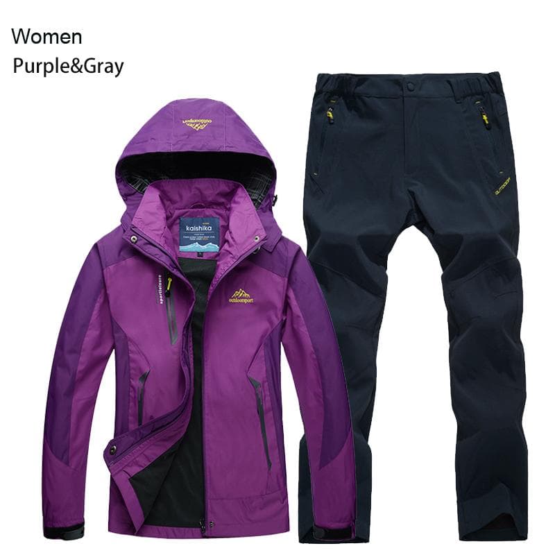 Women Jacket Pants Hiking Set Camping Spring Autumn Outdoor Waterproof 20000MM Windbreak Suit Trekking Coat Trousers XL