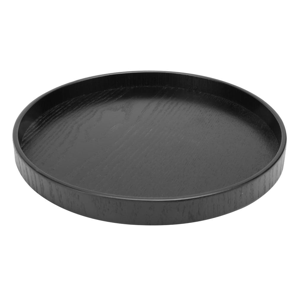 Wooden Black Round Tea Cup Tray Plates Holder Serving Teahouse Cafe Tea PlateBlack 24cm 24cm / 9.4in