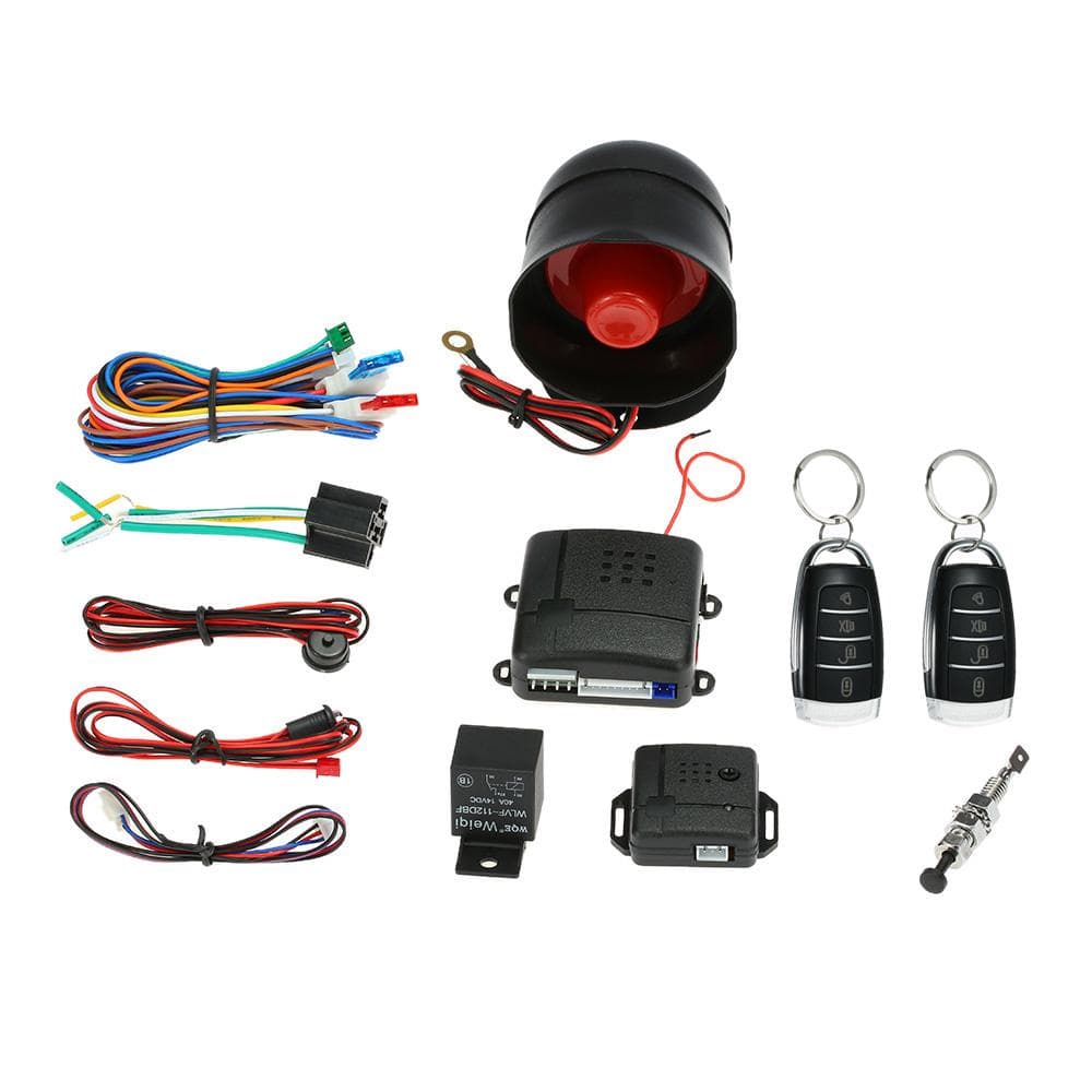 Universal Car Vehicle Security System Burglar Alarm Protection Anti-theft System 2 Remote L216 black