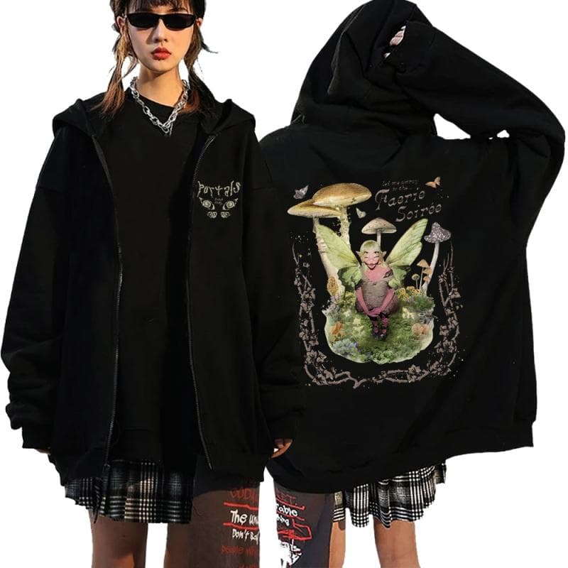 Hot Melanie Martinez Zipper Hoodie Harajuku Hip Hop Casual Loose Popular Pullovers Unisex Streetwear Tops XXL