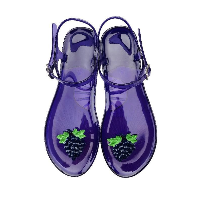 Women's Fruit Jelly Sandals –Clear Soft PVC Summer Slippers, Non-Slip Casual Beach Shoes, Transparent Lemon Sandals 40