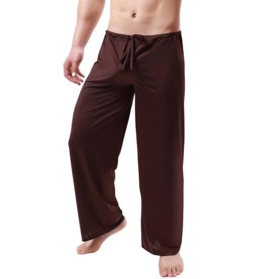 Men Yoga Pants Drawstring Sports Breathable Pure Color Men Sports Trousers Men Garment 2XL coffee