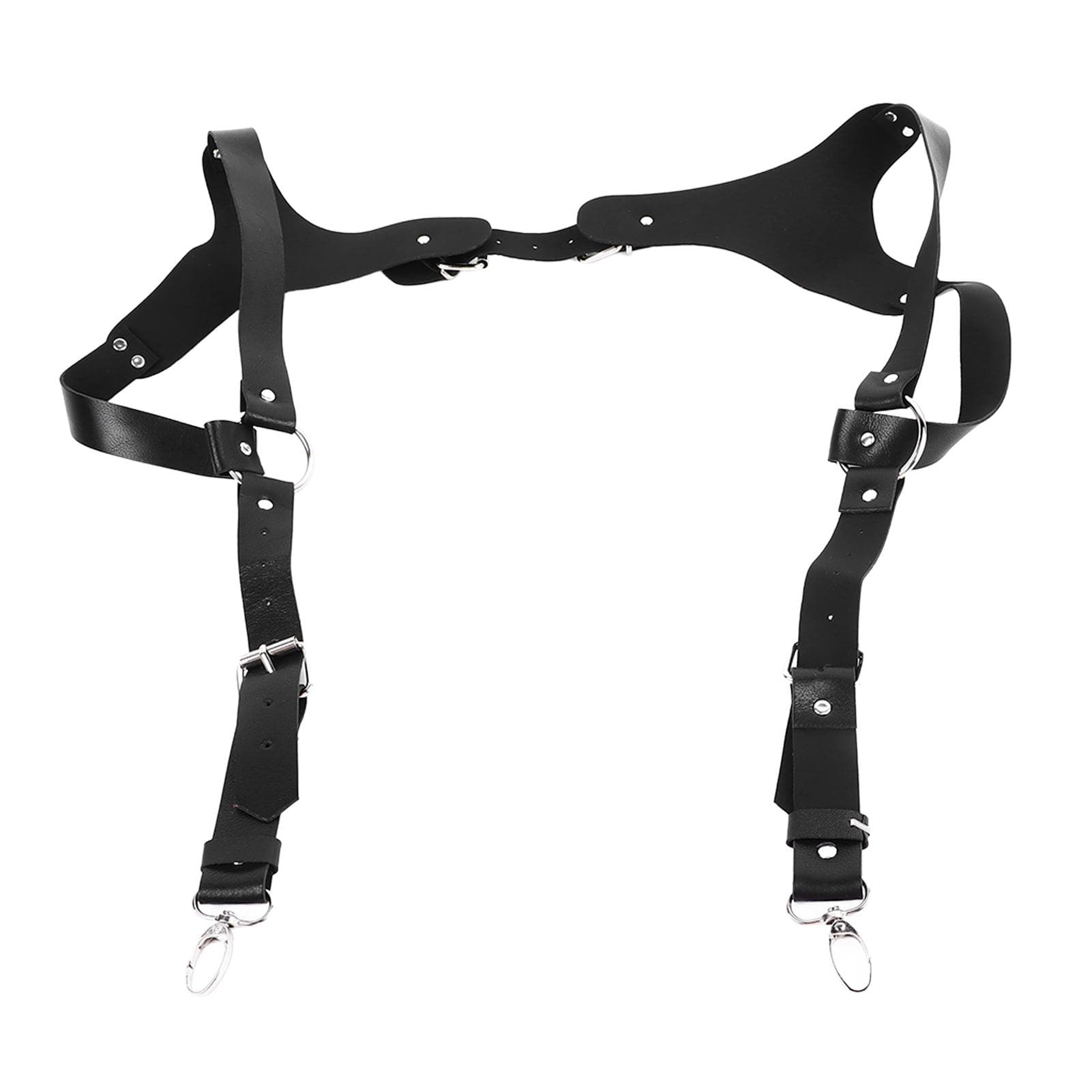 Men Suspenders Adjustable Sturdy Vintage Style PU Leather Renaissance Men Suspenders for Parties One Size black