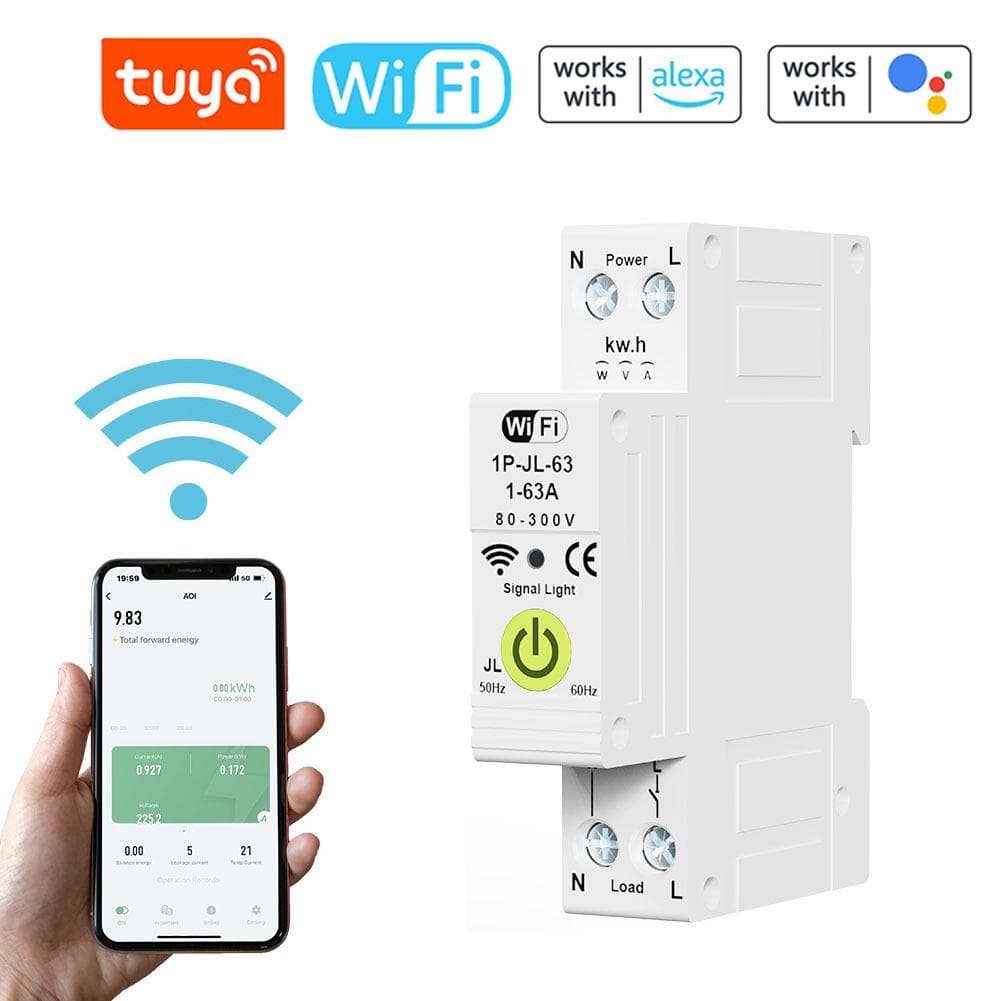 Tuya WiFi Intelligent Circuit Breaker ON OFF Timing Energy Meter Automatic Reclosing Protector with multicolour