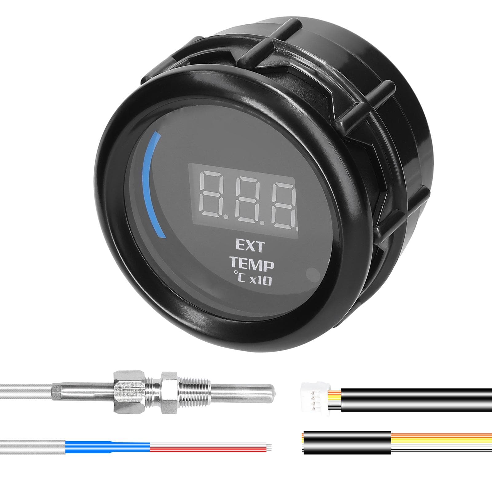 52mm Exhaust Gases Temperature Gauge Digital Car Ext Temp Meter LED Display EGT (40-120)celsius x10 with black