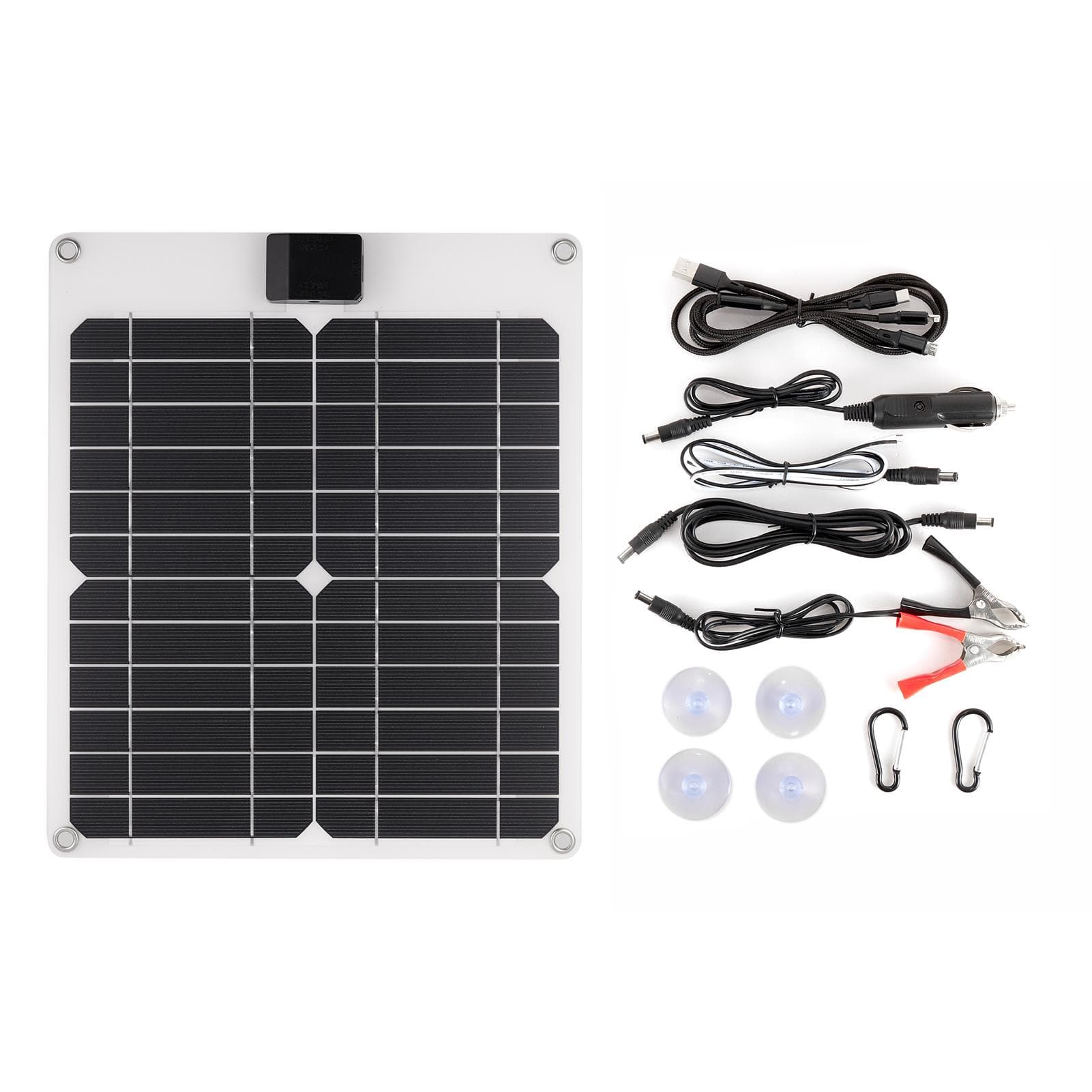 15W*4 5V12V Solar Panel Car Battery Charger with USB DC Chain Output Ports Portable Waterproof 1 white