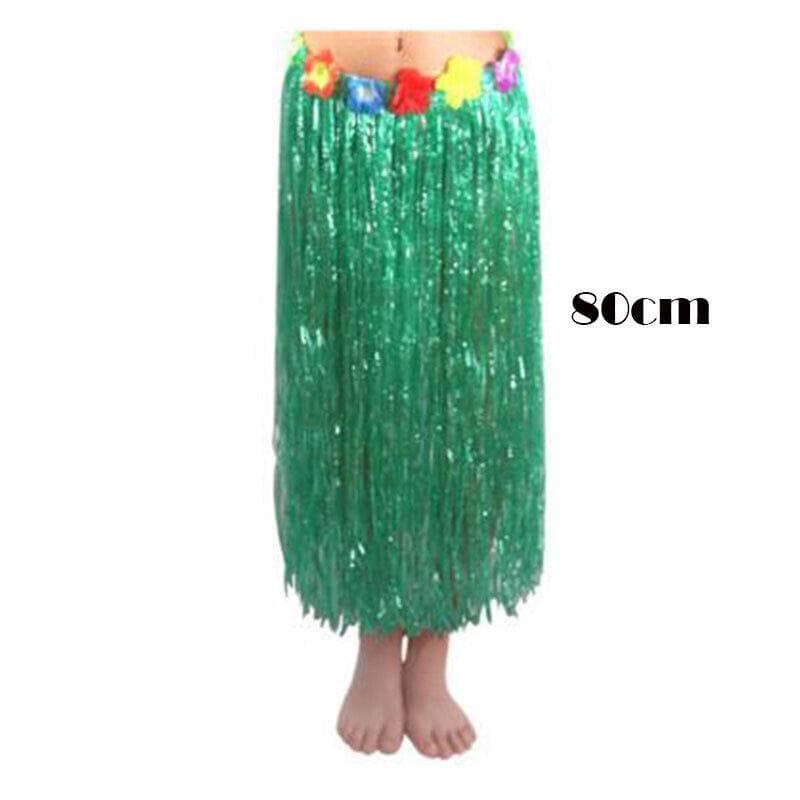 Hawaiian Tropical Hula Luau Grass Dance Thickened Grass 80cm Skirt Half Skirt Seagrass Dance Wedding Festival Performance Props Free size green