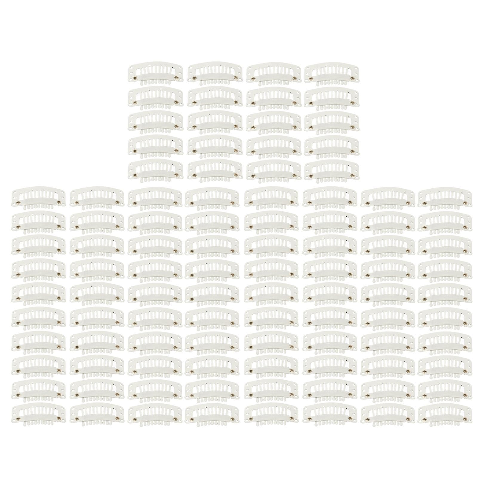 100pcs 9 Teeth Hair Extension Clips Multipurpose 32mm DIY Wig Clips for Hair Extensions White