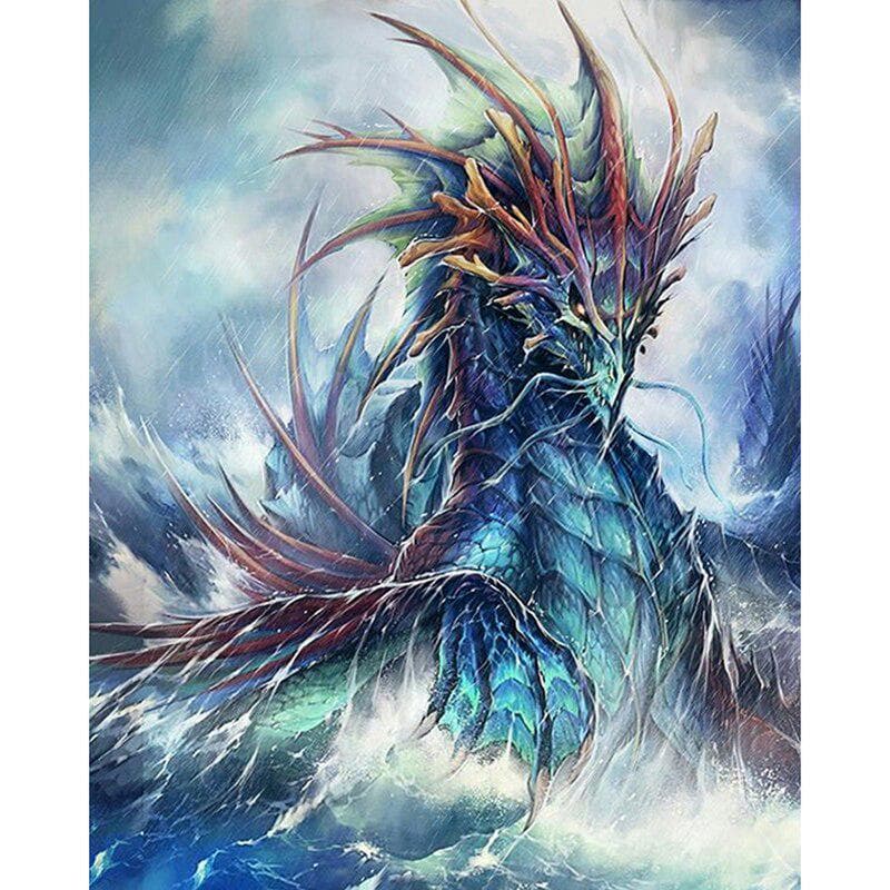 Diamond Embroidery Pattern Cross Stitch Black Dragon Rubik's Cube Diamond Painting Needlework Gift 20X30CM