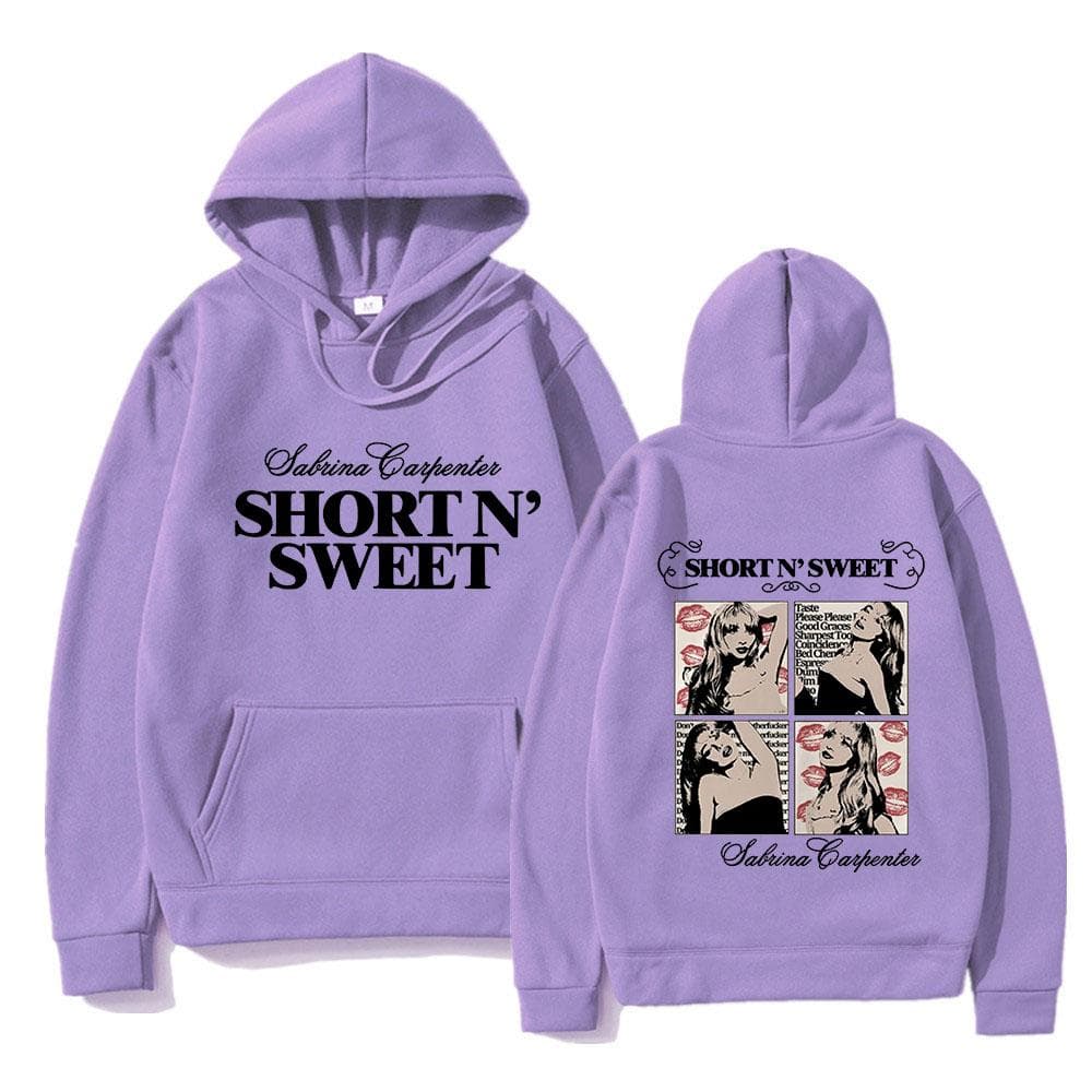 Sabrina Carpenter Short N Sweet Hoodie Men Streetwear Aesthetic Casual Hoodies Unisex Autumn Winter Harajuku Hooded Sweatshirts M purple