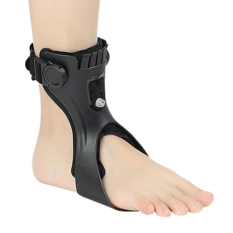 Drop Foot Brace Orthosis Ankle Support With Comfortable Inflatable Airbag for Hemiplegia Stroke Shoes Walking Right foot-S black