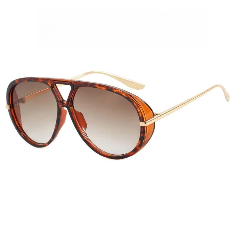 New Fashion Round Sunglasses For Men Women Retro Luxury Double Bridge Frame UV400 Shades Eyewear 1PC