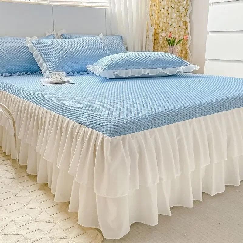 New Class A Cool Silk Ice Bean Cold Mat Solid Color Foldable Bed Skirt Washable Air Conditioning Soft Bed Skirt 120x200cm 2pcs