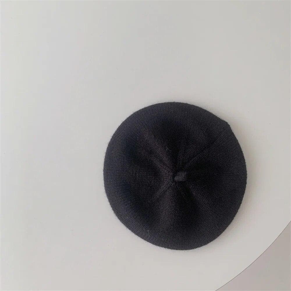 Fashion Baby Knitted Beret Hat Solid Color Children's Warm Hats Autumn Winter Cap For Girls Kids Bonnet Accessories black