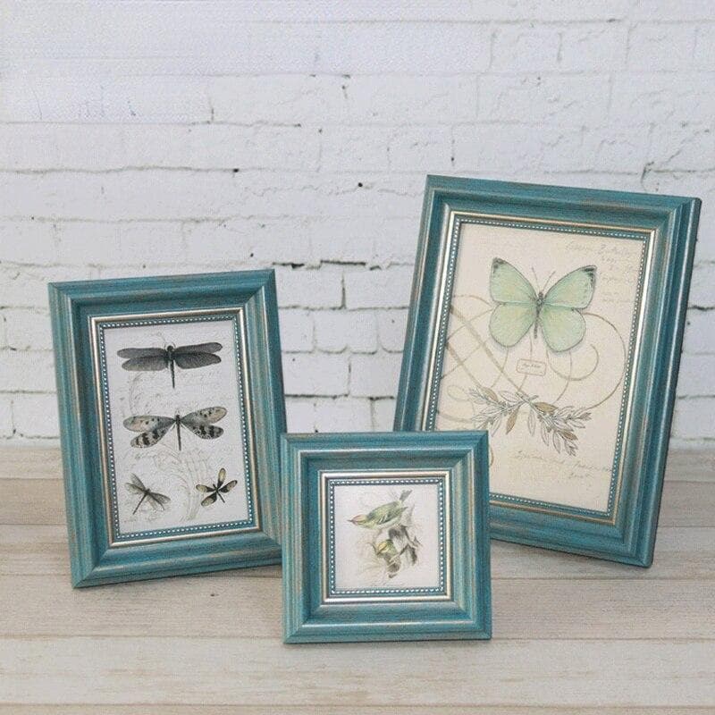 1pcs Europe Style Resin Photo Frame Rectangle Picture Frames Living Room Tabletop Ornament Home Decoration 5 Inch blue