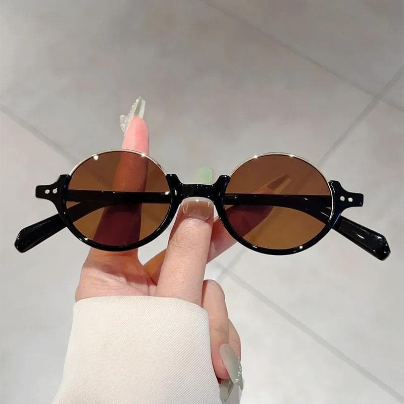 Trendy Half Frame Round Sunglasses Punk Hip Hop UV400 Protection Unisex Fashion Glasses for Men Women Street Style As the picture