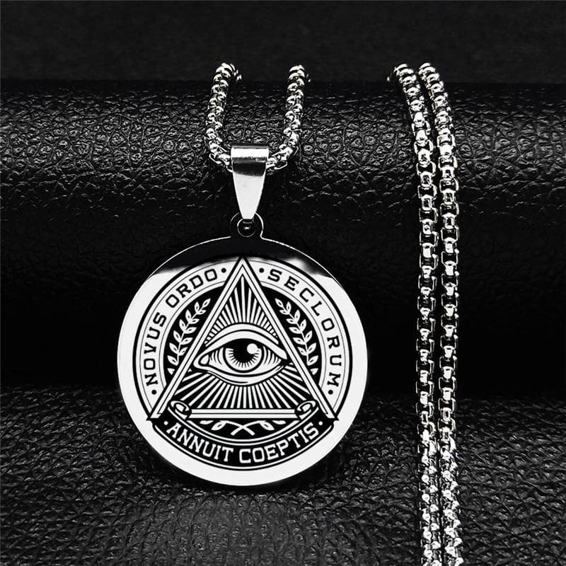Men's Stainless Steel Pendant Necklace Illuminati Providence's All-Seeing Eye God's Eye Pendant Necklace