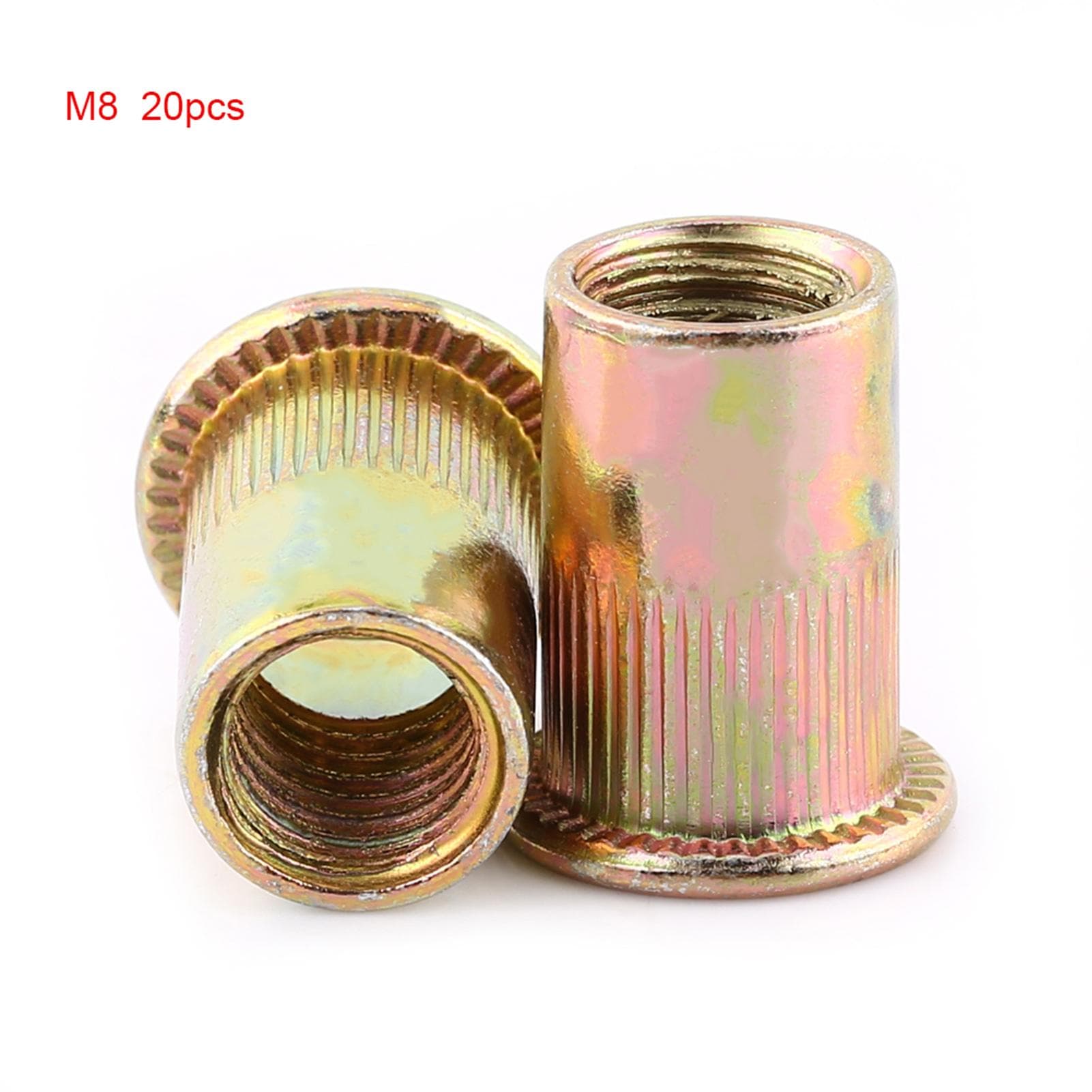 M3M12 Carbon Steel Flat Threaded Rivet Nut Flange Rivnut Nutsert Fastener M8x20pcs