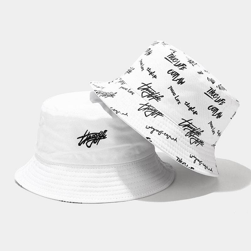 Unisex Letter Embroidery Printing Personality Bucket Hats Fishermen Caps Outdoor Casual Cap Sunscreen Hat Single cod white