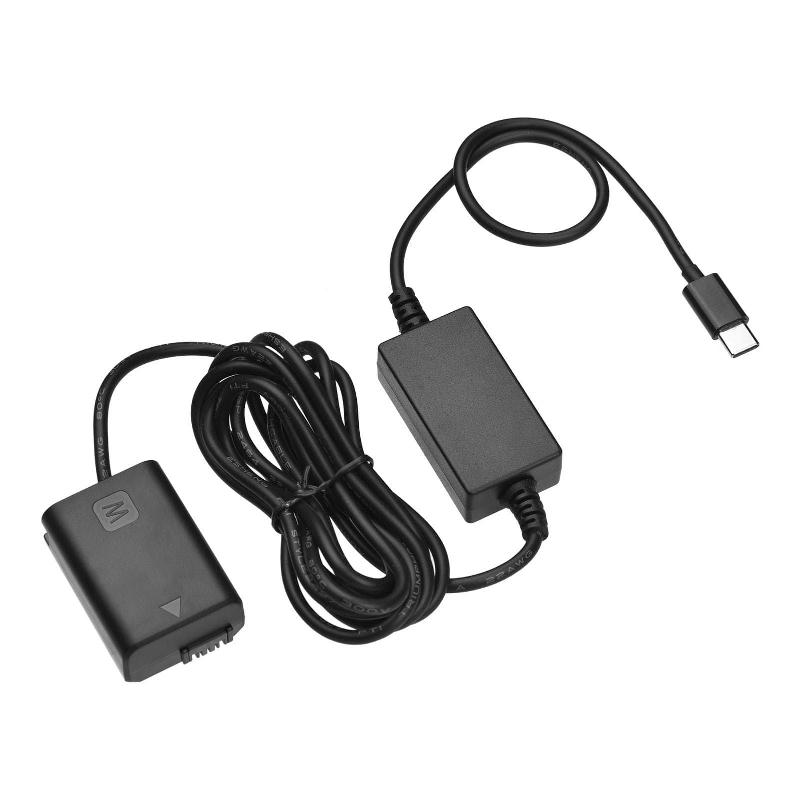 Andoer DC Coupler Dummy Battery and USB-C Type-C AC Converter Power Adapter Cable for NP-FW50 black