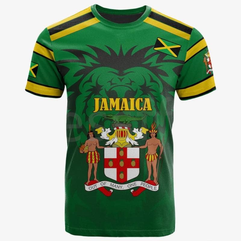 Tessffel Jamaica Lion Emblem Summer Fashion 3D Print Tops Tee Tshirt Men Women Short Sleeve T shirt Streetwear Style-4 XXXL