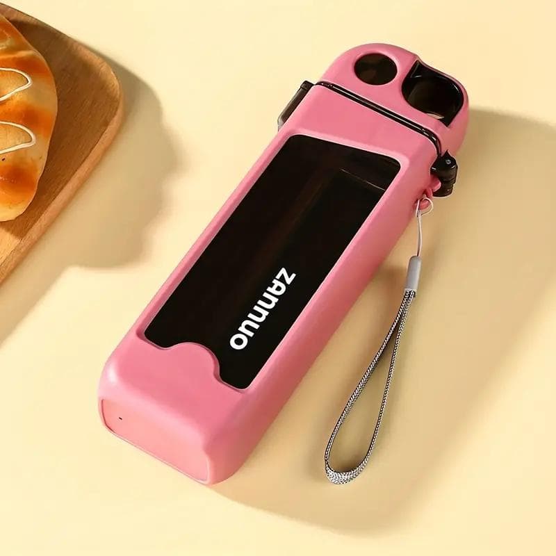 350ml Plastic Water Bottle Leak-proof Square Cup Sports Bottle with Lockable Lid and Measurements for Outdoor Sports Travel Cup 350ML pink
