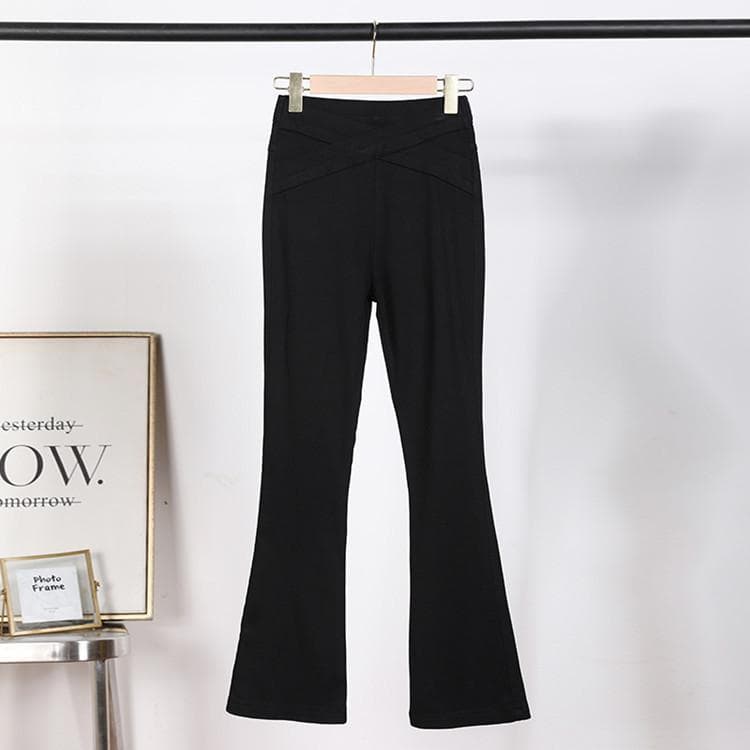Casual Pants for Women In Spring and Autumn New Styles for Outer Leggings for Women with Micro-flare Slimming and Tight Black Women's Trousers XXXL black