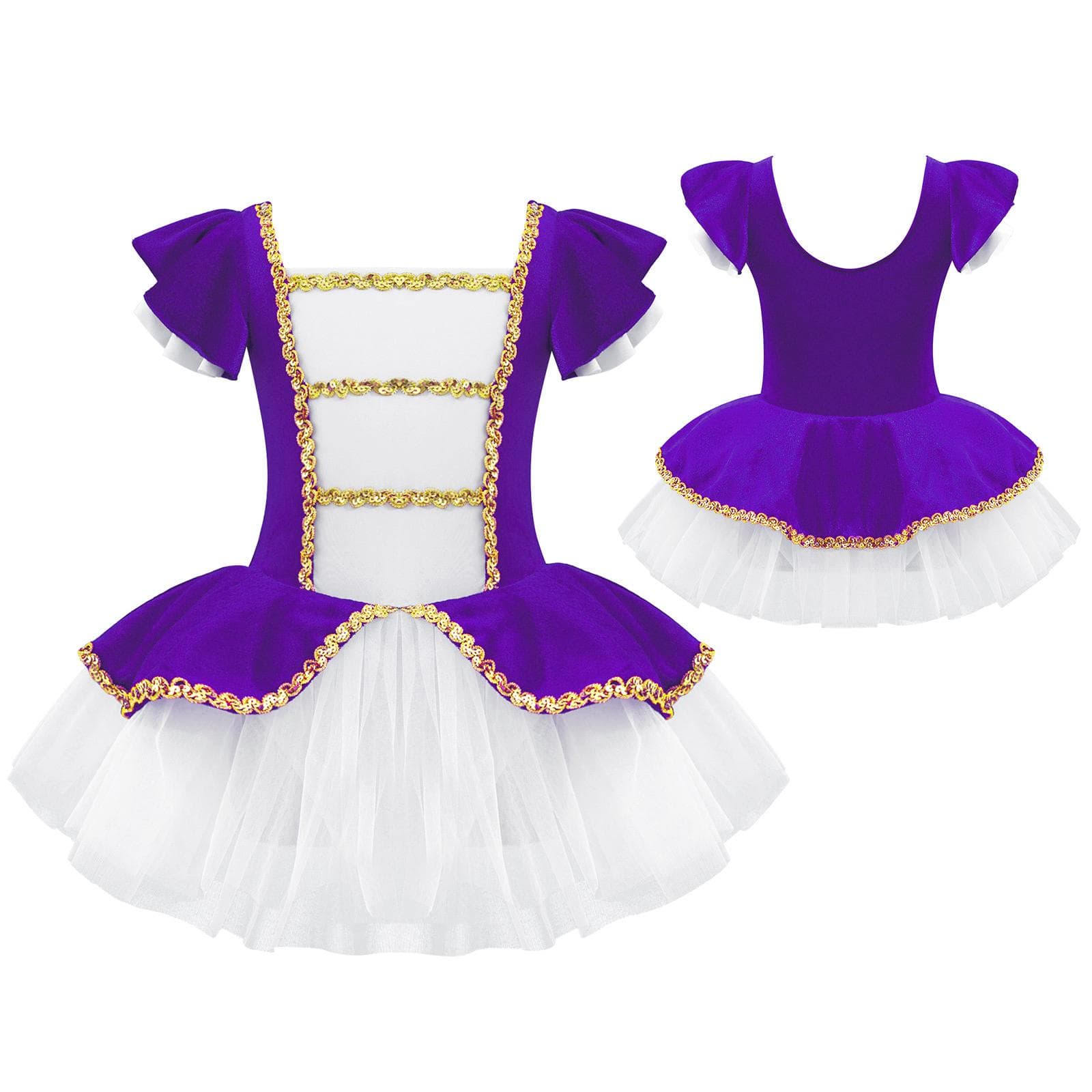 Kids Girls Ballet Dance Dress Gymnastic Leotard Tutu Princess Dress Children Stage Performance Clothes Christmas Gift 15-16 Years purple